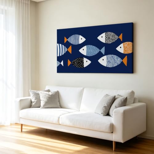 Tableau de poisson marin sur toile intissée haut de gamme 90x60