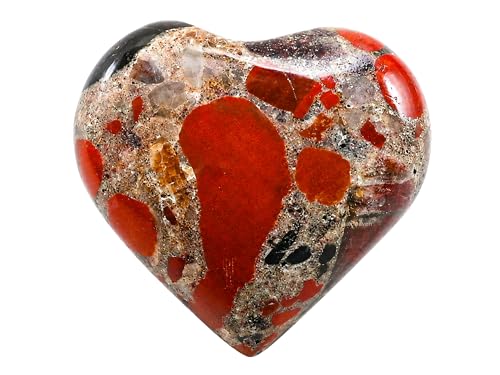 Image of Crystal Heaven Spotted Jasper Crystal Heart Palm Pebbles Stones For Anxiety Stress Relief Massage - Aaa Grade Original Healing Gemstone Agate Heart Palm Stone For Yoga Meditation Spiritual