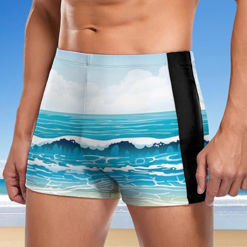 Boxer de bain homme bleu extensible et résistant au chlore avec cordon serrage