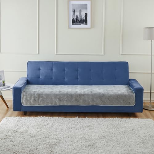 Image of Amazon Basics - Velvet Quilted Make Your Own Sofa Cover |70 x 180 cm| Microfiber Sofa Slipcover (Grey, 3 Seater)