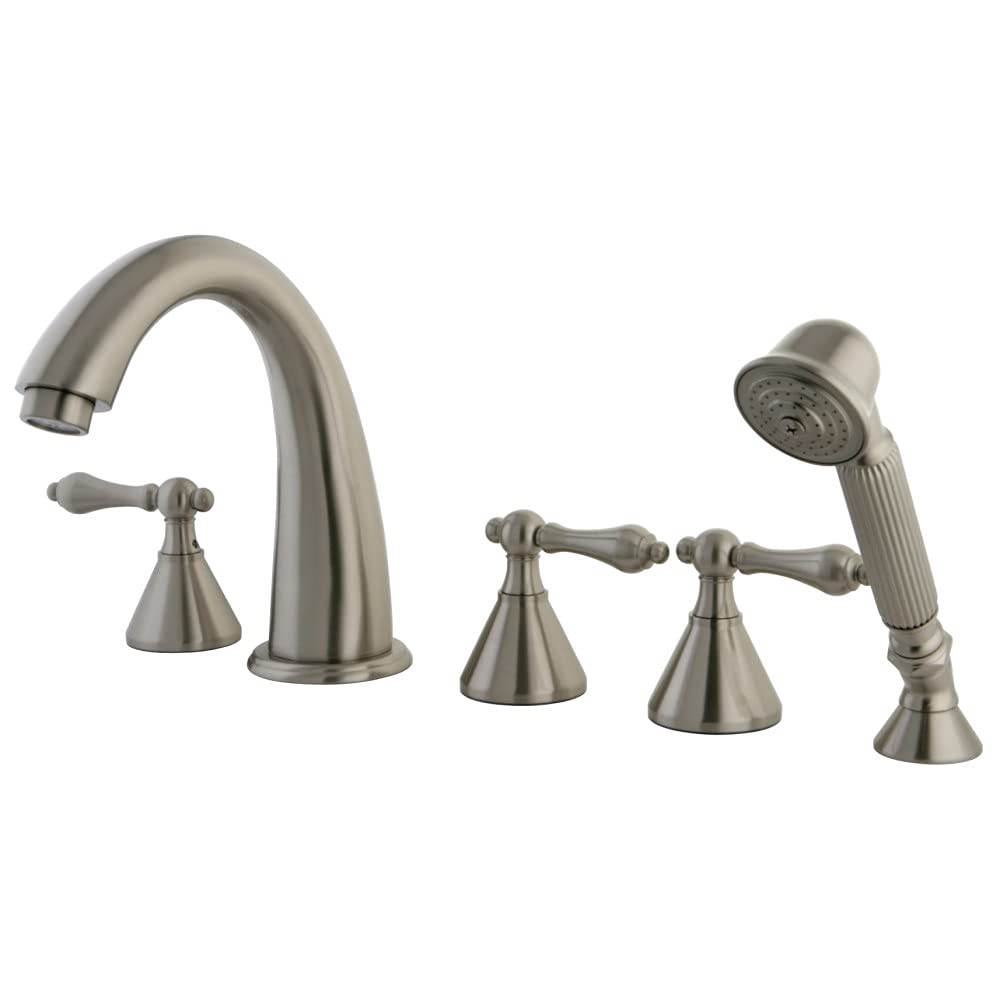 Kingston Brass KS23685AL Roman Tub Filler with Hand Shower, Brushed Nickel, 5-Piece
