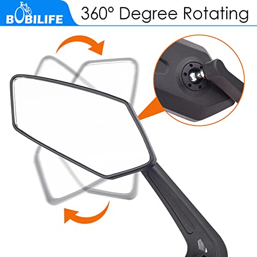 Bike Handlebar Rearview Mirror 2 Pack - Rotatable And Adjustable Wide Angle Hd Safe Glass Rear View Shockproof Side Flat Mirror Universal For Bike Bicycle E-Bike #TOP4