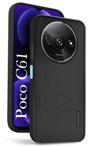Image of Jkobi Back Cover Case for Xiaomi Poco C61 (Textured Grip Design | Camera Protection | Slim and Light Weight | Soft Touch and Feel | Black)