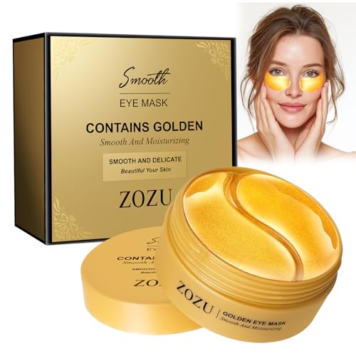 60 Pcs Maschera Occhi 24K Gold, Patch Occhi Antirughe Donne e Uomini, Patch Occhi Collagene, Riduce Occhiaie, Gonfiori, Borse Sotto gli Occhi e Rughe, Effetto Idratante, Migliora il Contorno Occhi
