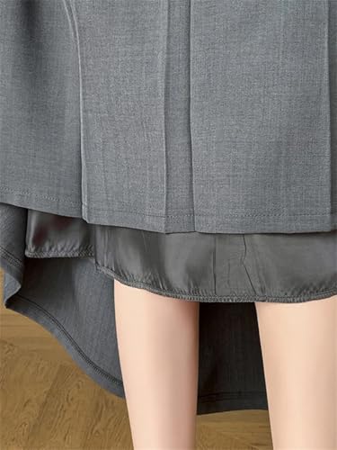 Women's High Waist Elastic A-Line Midi Skirt Office Long Pleated Casual Pull On Skirt3