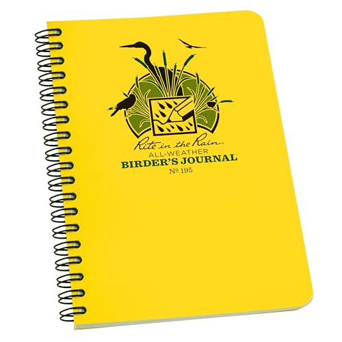 Rite in the Rain Weatherproof Spiral Notebook, 4.625' x 7', Yellow Cover, Birders Journal (No. 195)