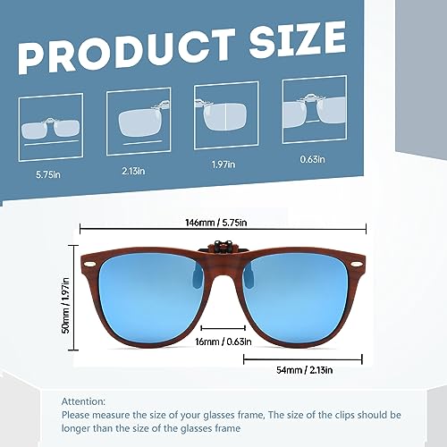 Image of Long Keeper Clip On Sunglasses - Polarized Flip Up Clip-on Sunglasses for Women & Men - Over Prescription Glasses