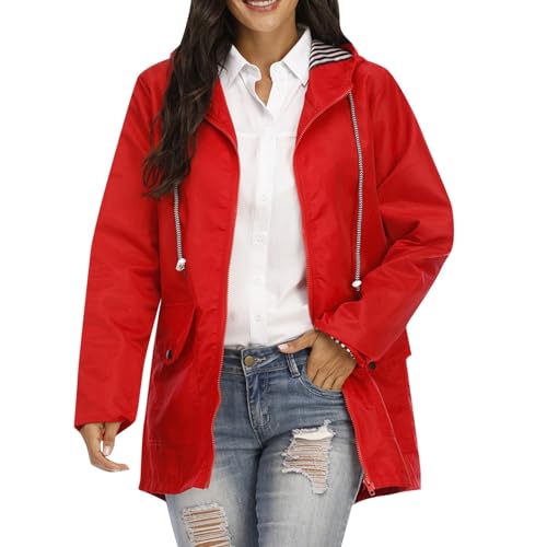 Veste de pluie femme grande taille manteau coupe-vent léger contre les intempéries