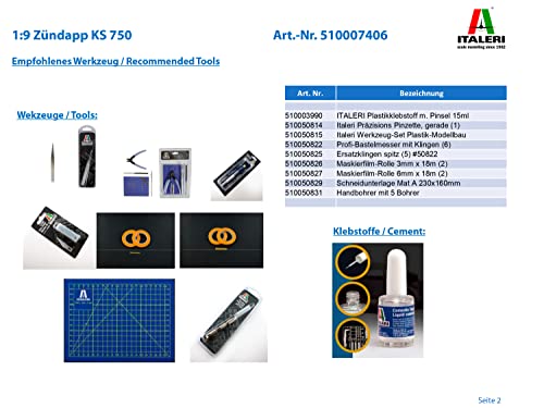 Italeri 510007406-1:9 Zündapp KS 750, Modellbau, Bausatz, Standmodellbau, Basteln, Hobby, Kleben, Plastikbausatz
