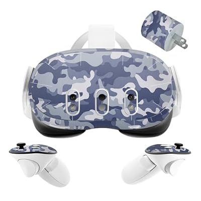 VR Headset Camouflage Helmet Skin and Accessories Stickers Kit Compatible with Quest 3 Skin Vinyl Protective Cover Decal Compatible with Oculus Quest 3 (Blue)