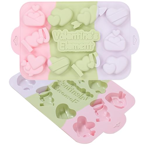 2PCS Heart Silicone Chocolate Molds 3D Heart Shape Chocolate Candy Mold Cake Mould for Jelly Pudding Handmade Soap Cake Chocolate Cheesecake Valentines Day Birthday Gift