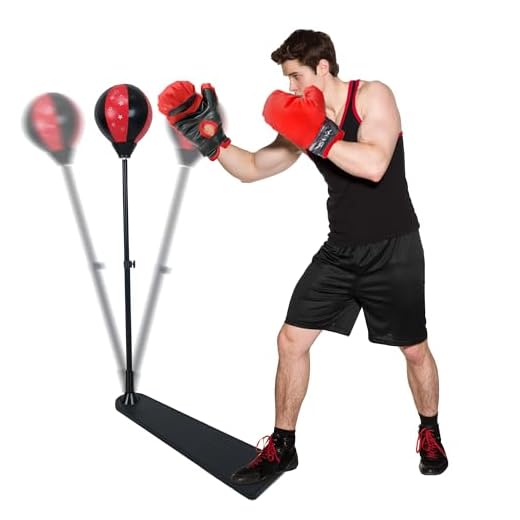 Signature Fitness Punching Bag with Base for Kids 3-10 Easy to Assemble with Boxing Gloves