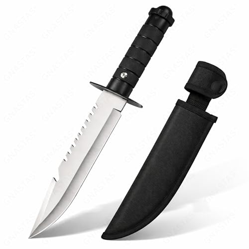 Image of Premium Carbon Steel Kitchen Knife with Protective Cover | Sharp Black Utility Knife for Cutting Fruits, Vegetables & Meat | Ergonomic Handle (Silver)