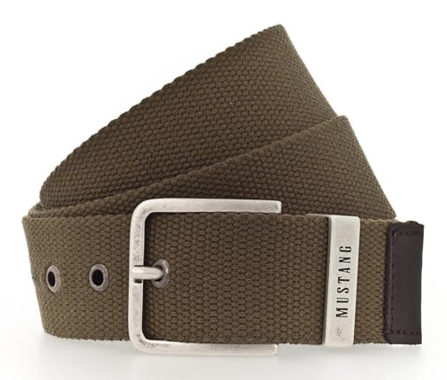 Ceinture tressée MUSTANG élastique et réglable vert olive