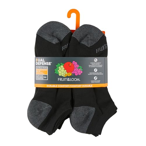 Image of Fruit of the Loom Men's Dual Defense Socks, Odor Protection with Half Cushion, Multi-Packs
