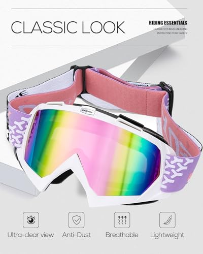 Image of Motorcycle Glasses Goggles Dirt Bike Motocross Safety ATV Tactical Riding (Color-White, Adult)