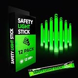 12 Ultra Bright Emergency Glow Sticks - Individually Wrapped Long Lasting Industrial Grade Glowsticks for Survival Gear, Camping Lights, Power Outages and Military Use (Green)
