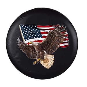 Spare Tire Cover, Wheel Cover with American Eagle USA Flag PVC Leather Waterproof Dust-Proof Universal Fit for Jeep Trailer RV SUV Camper Vehicle (15 Inch)