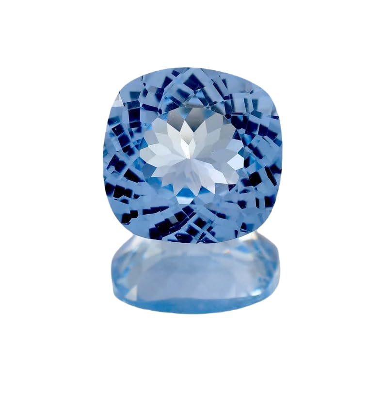 Aigue-marine naturelle 13x13mm coussin pour bague, pendentif et collier