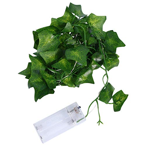 BESTOYARD 2M Cordão de folhas verdes Luzes de simulação Ivy Plantas Garland Cordão Luzes Noturnas Ba