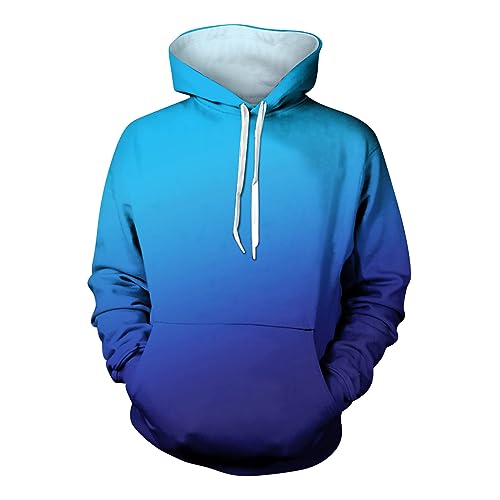 Ymosrh Men's Sweatshirts Hoodies, Gradient Color Long Sleeve Causal Pullover Hooded Sweatshirts with Pocket, M-4XL
