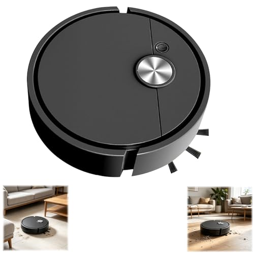 Kryilut Mini Saugroboter Mini Staubsauger Roboter Kleiner Automatischer Staubsauger für Auto Wiederaufladbares Reinigungsgerät für Autos Schreibtische und kleine Bereiche (Schwarz)