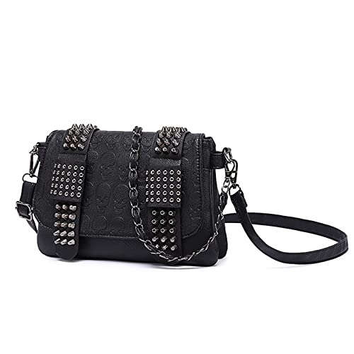 Uulmbuj Women Shoulder Crossbody Bag Punk Skull Rivet Purse, Gothic Clutch Handbags With Chain Shoulder Strap #TOP1