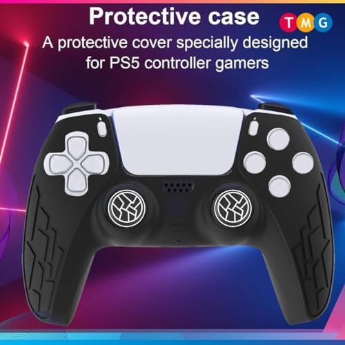 Image of TMG Anti-Slip Controller Silicone Skin for Ps5, Ergonomic Rubber Protective Case with 2 PC Matching Thumb Grips (Black)