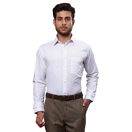 Image of Raymond Men's Pure Cotton Print Pattern Slim Fit Semi Cutaway Collar Full Sleeve Formal Shirt