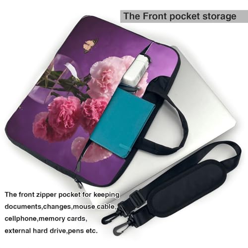 Maletín Slim para Laptop con Correa y Diseño Floral Morado miniatura 3
