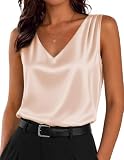 Zeagoo Silk Tank Tops for Women V Neck Satin Camisole Summer Dressy Casual Pleated Sleeveless Shirts...