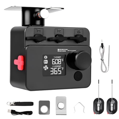 Bluetooth BBQ Temperature Controller Automatic Smoker Fan Grill Thermometer for Big Green Egg Kamado Joe Primo Vision Grill Akorn Kamado (External Power Source Required)