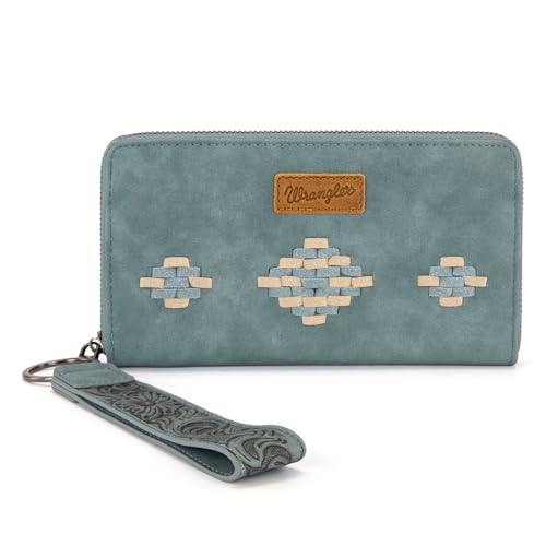 Image of Wrangler Wristlet Wallet, Women Clutch Purses RFID Blocking with Aztec Boho Western Wrist Strap, Wristlet Purse with Zipper Pocket Card Holder for Women Girls Casual Travel Daily, WG310-W006JN