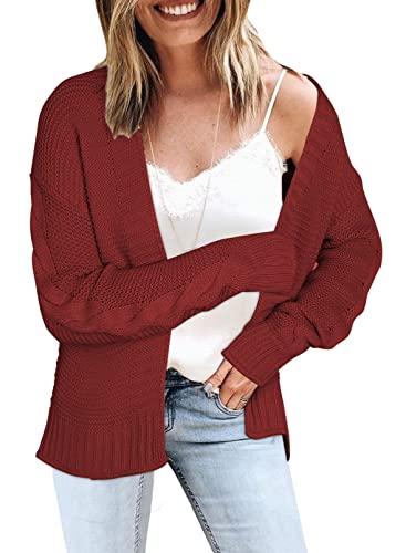 Image of Dokotoo Womens Open Front Long Sleeve Chunky Knit Cardigan Sweaters Loose Outwear Coat