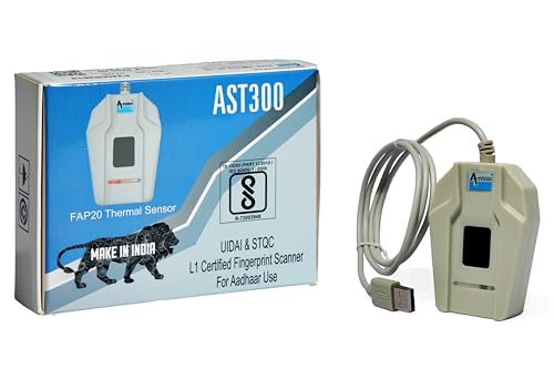 Image of Access AST300 FAP20 Thermal Sensor Fingerprint Scanner, UIDAI & STQC L1 Certified for Aadhaar Use, USB Interface