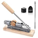 Clip de nogal LSZE, clip de nogal portátil alicates de nogal retro cascanueces madera plata / cascanueces natural, ajustable en tamaño, tuercas de ahorro de energía palanca abierta metal