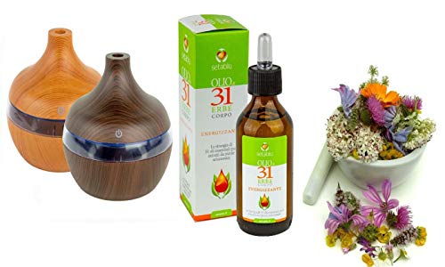 Mediawave Store - Diffusore Aroma terapia Setablu da 300 ml con Olio 31, Umidificatore con Venature effetto Legno (Marrone Scuro)