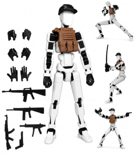 Image of (Do it Yourself) Action Figure Toys,DIY Assembly Dummy 13 Action Figures,Articulated Joints Robot,Gift Idea for Teens & Adults for 14+ (Soldier White, Soldier White)