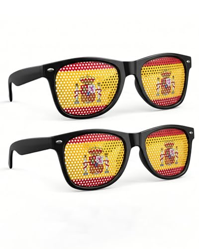 HAPZUR Gafas de Sol Mundial España, 2 Pares con Bandera Española. Regalo Perfecto y Accesorios de Fan para Animar a la Selección en Partidos y Celebraciones.