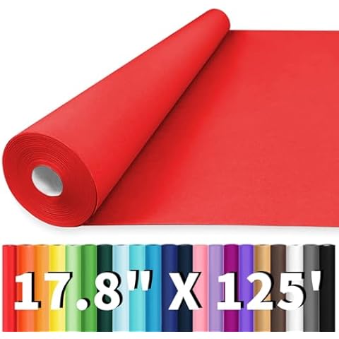 Vanhench 17.8"x1500"(125') Christmas Wrapping Paper for Men Women Kids, Red Wrapping Paper Roll, Solid Color Art Kraft Craft Paper for Wedding, Birthday, Bouquet Flower Poster Bulletin Board Paper Cover