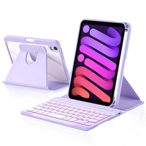 �yHETHOT�ziPad�p mini �L�[�{�[�h�P�[�X - �Ή�iPad Mini7 A17Pro ��7����(2024)/Mini6 ��6����(2021) DIY�����P�[�X �y�ʁE�S�ʕی� �h���ގ� �É��L�[ 7�F�o�b�N���C�g US�z�� ���x���_�[