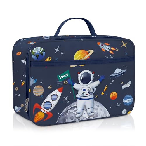 Disfraz Astronauta 63 Clastyle Bolsa Termica Porta Alimentos Bebe Azul Astronauta, Bolsa Almuerzo Infantil Espacio Cohetes Reutilizables, Bolsa Comida Niño para Viaje Picnic Guarderia