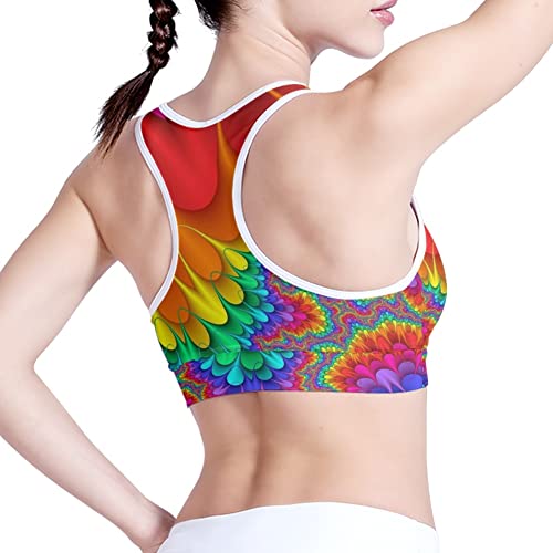 Youngerbaby Flow Tie Dye Sports Bras Vest For Women Racer Back Yoga Bra Wirefree Bra Running Workout Bras #TOP3
