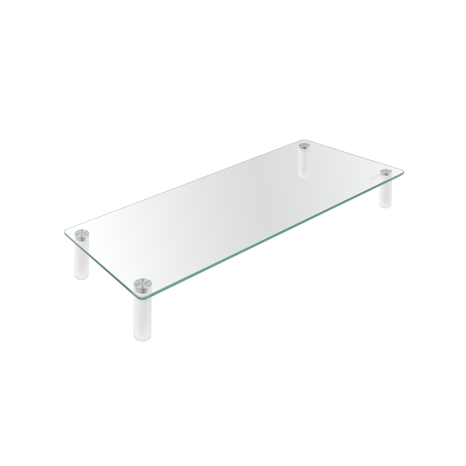 TOOQ TQMR061 - Soporte Elevador Multiusos de Vidrio Templado para Monitor/Portátil, Transparente, MAX.20Kg