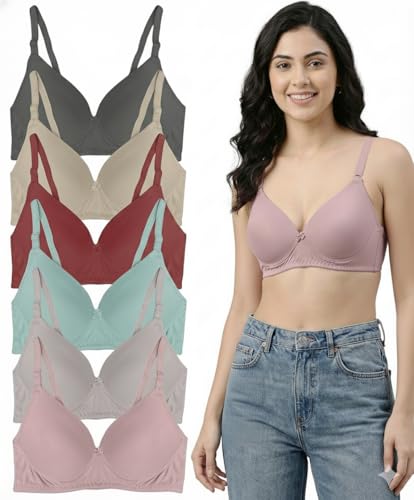 Image of Full Coverage Seamless Soft Comfort Padded Bra,Non-Wired T-Shirt Bra for Women and Girls.