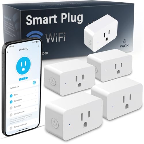 MMU 4 Pack Smart Plugs, WiFi Outlets Work with Alexa&Google Assistant,15A/1800W Max, Smart Sockets with Remote Control, Timer Plug with Group Control, No Hub Required, ETL & FCC Certified, 2.4ghz only