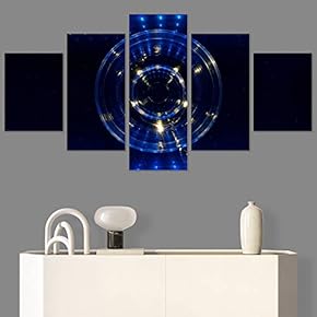 SIGNWIN 5 Panel Canvas Wall Art Abstract Brushstroke...