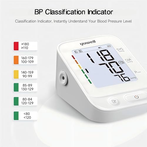 Image of yuwell Blood Pressure Monitor, Large Upper Arm Blood Pressure Cuff, Digital Blood Pressure Machine for Home Use, Large Backlit Screen Display, Stores 199 Readings, Voice Broadcasting with Batteries