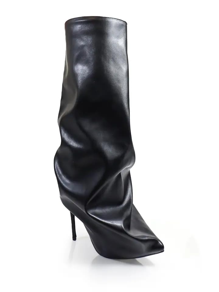 Liliana Wanka-1 Women's Fold Over High Heel Pointed Toe Slouchy Boots