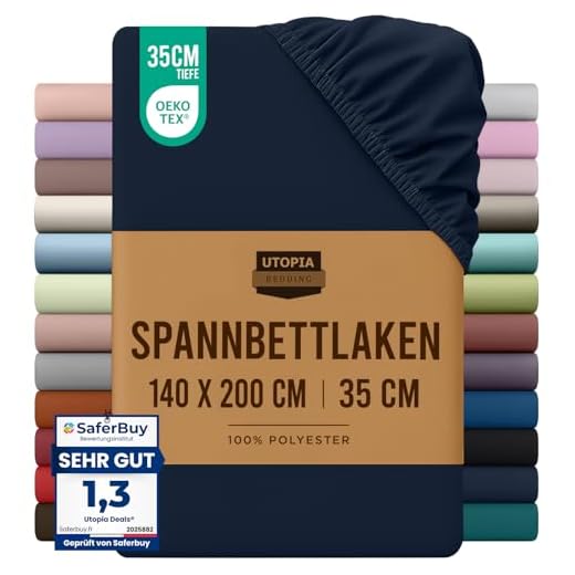 Utopia Bedding - Spannbettlaken 140x200cm - Marineblau - Gebürstete Mikrofaser Spannbetttuch - 35 cm Tiefe Tasche